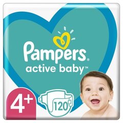 Подгузники Pampers Active Baby, Mega Pack, размер 4+, 10-15 кг, 120 шт. цена и информация | Подгузники | 220.lv