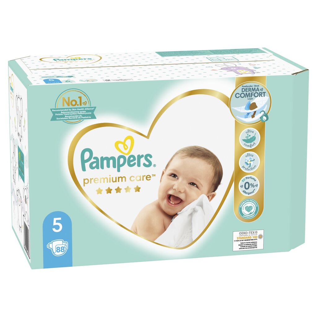 Autiņbiksītes Pampers Premium Care, Mega Box, 5 izmērs, 11-16 kg, 88 gab. cena un informācija | Autiņbiksītes | 220.lv