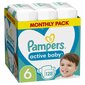 Autiņbiksītes Pampers Active Baby, Monthly Pack, 6. izmērs, 13-18 kg, 128 gab. cena un informācija | Autiņbiksītes | 220.lv