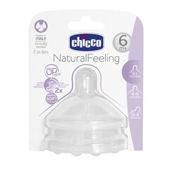 Silikona pudelīšu knupji Chicco Natural feeling, 6 mēn +, vidēja plūsma 2 gab. cena un informācija | Bērnu pudelītes un to aksesuāri | 220.lv