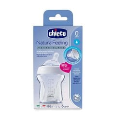 Стеклянная бутылочка Chicco Natural Feeling 150 мл 0+ месяцев цена и информация | Бутылочки и аксессуары | 220.lv