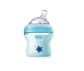 Pudelīte Chicco Natural Feeling 150 ml, zila, 0+ mēn. cena un informācija | Bērnu pudelītes un to aksesuāri | 220.lv
