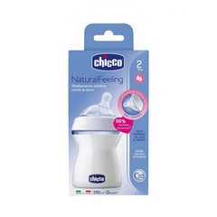 Pudelīte Chicco Natural Feeling 250 ml ar silikona knupīti 2 m+ цена и информация | Бутылочки и аксессуары | 220.lv