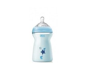 Pudelīte Chicco Natural Feeling 330 ml, zila, 6+ mēn. cena un informācija | Bērnu pudelītes un to aksesuāri | 220.lv