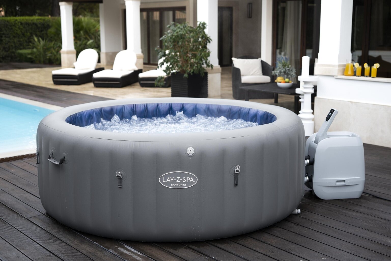 Masāžas baseins Bestway Lay-Z-Spa Santorini HydroJet Pro, 216x80 cm cena un informācija | Baseini | 220.lv