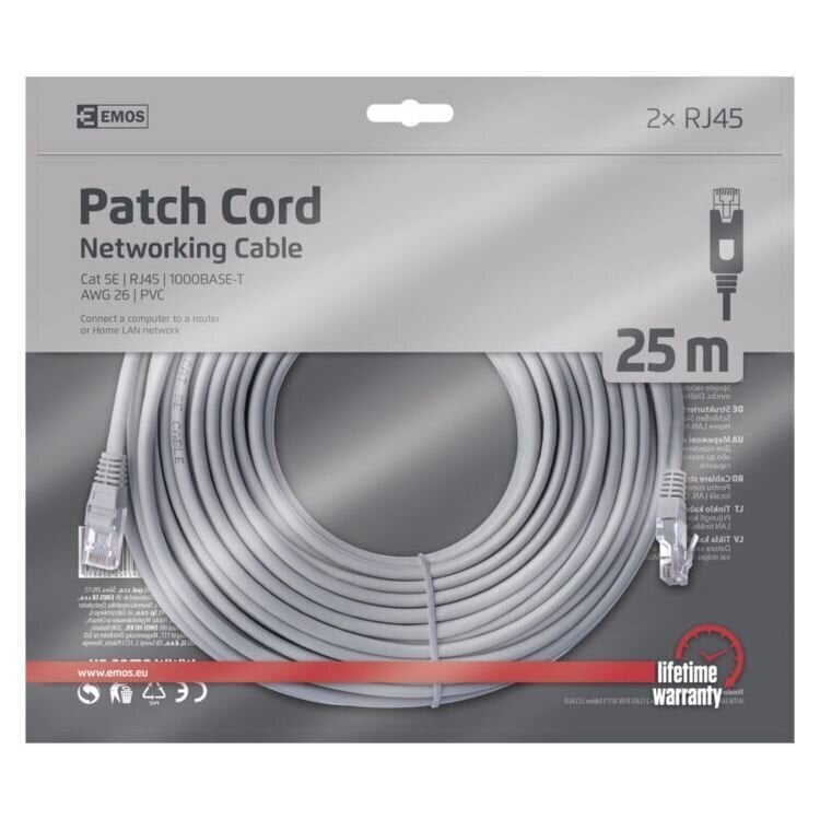 PATCH tīkla kabelis UTP 5E, 25m, 2xRJ45 цена и информация | Kabeļi un vadi | 220.lv