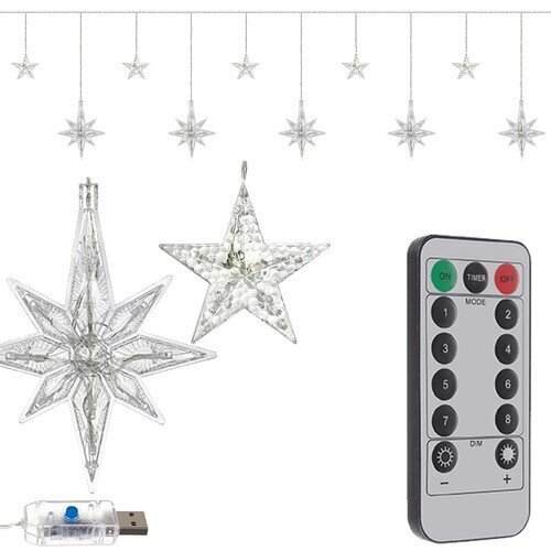 Aizkars virtene 138 LED, dažādas krāsas ar pulti cena un informācija | Ziemassvētku lampiņas, LED virtenes | 220.lv