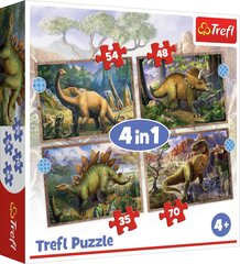 TREFL 4 dėlionių rinkinys „Dinozaurai“ cena un informācija | Puzles, 3D puzles | 220.lv