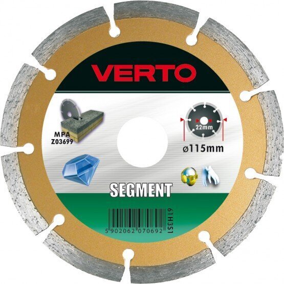 Verto Tarcza diamentowa segmentowa 115mm 61H3S1 cena un informācija | Slīpmašīnas | 220.lv