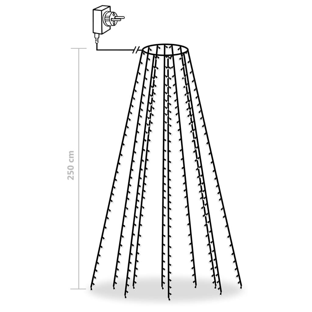 vidaXL Ziemassvētku eglītes virtene ar 250 zilām LED lampiņām, 250 cm cena un informācija | Ziemassvētku lampiņas, LED virtenes | 220.lv