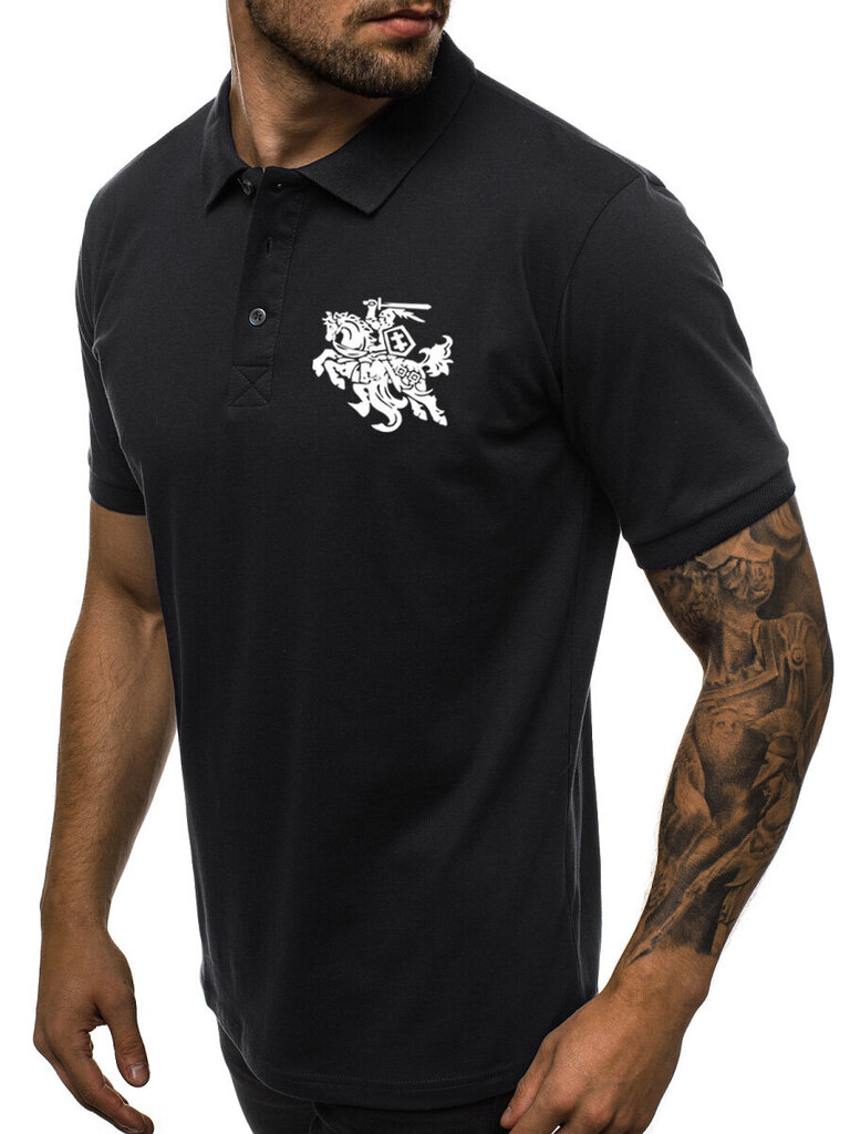 Vīriešu melnas krāsas polo krekls "Vytis" cena un informācija | Vīriešu T-krekli | 220.lv