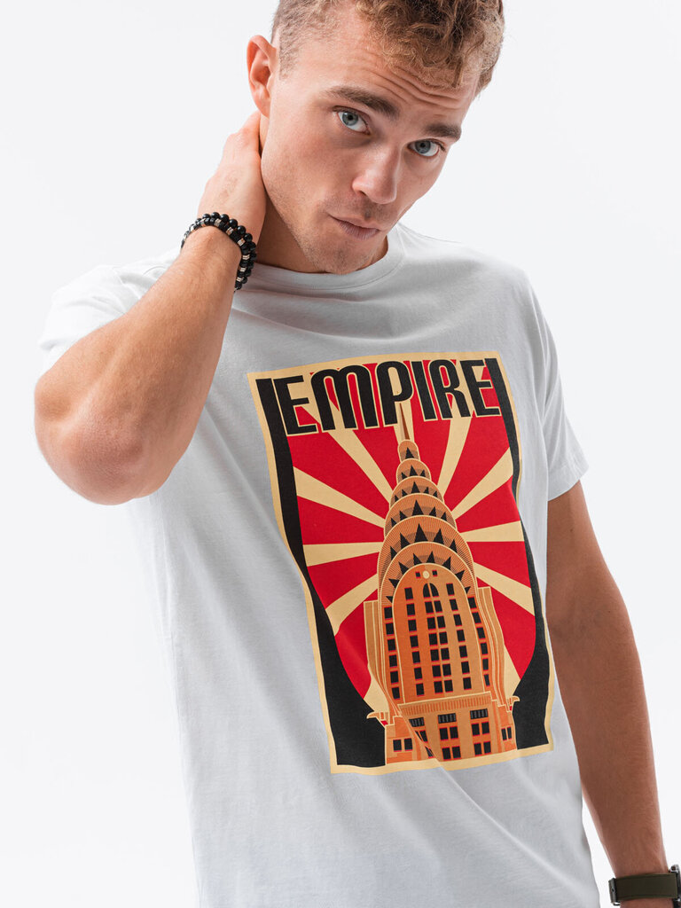 Vīriešu T-krekls ar apdruku Ombre S1434 balts Empire цена и информация | Vīriešu T-krekli | 220.lv