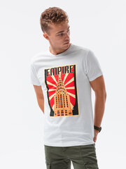 Vīriešu T-krekls ar apdruku Ombre S1434 balts Empire cena un informācija | Ombre Apģērbi, apavi, aksesuāri | 220.lv
