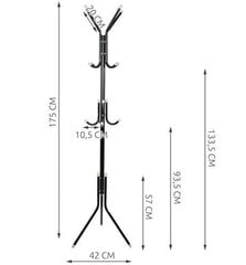 Drēbju pakaramais 175cm melns 5341 cena un informācija | Pakaramie un apģērbu maisi | 220.lv