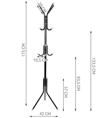 Drēbju pakaramais 175cm melns 5341 cena un informācija | Pakaramie un apģērbu maisi | 220.lv