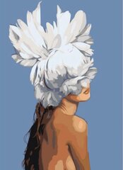 Glezna pēc numuriem "Meitene ar balto ziedu" 40x60 G cena un informācija | Gleznas pēc numuriem | 220.lv