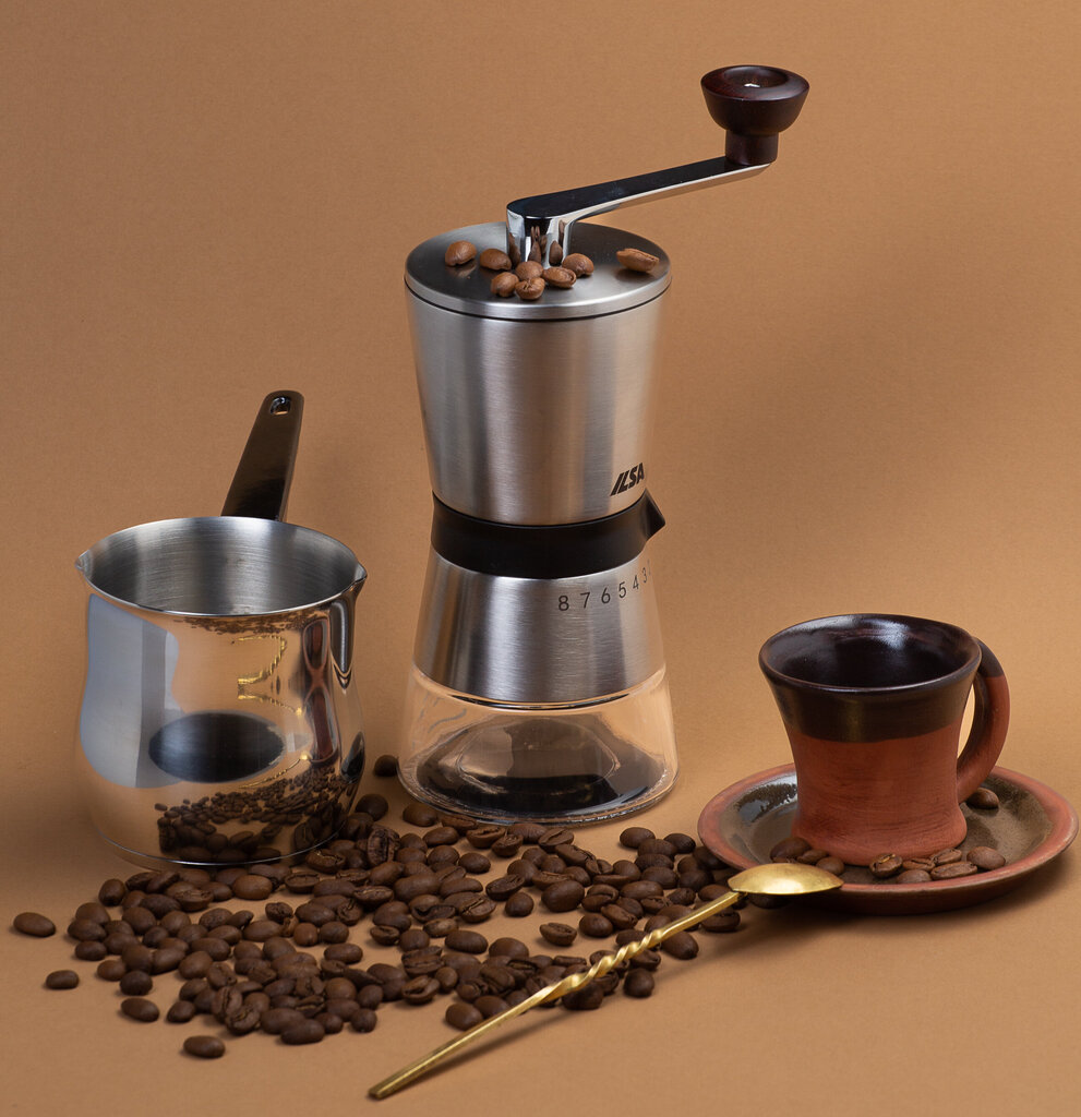 Kafijas turka, 350ml, katliņš turku kafijai, kafijas kanniņa, cezva, ibrik no nerūsējošā tērauda indukcijas plīts virsmām ar diviem snīpiem цена и информация | Kafijas kannas, tējkannas | 220.lv