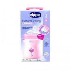 Бутылочка Chicco Natural Feeling 250 мл, розовая, 2+ месяца цена и информация | Бутылочки и аксессуары | 220.lv