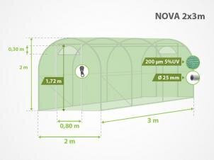 Siltumnīca, 2x3 m, NOVA цена и информация | Теплицы | 220.lv