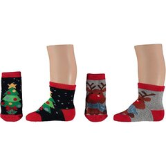 Рождественские носки на нескользящей подошве для малышей Apollo Merry Christmas Baby, 2 пары цена и информация | Зимняя одежда для детей | 220.lv
