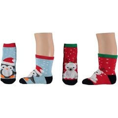 Рождественские носки на нескользящей подошве для малышей Apollo Merry Christmas Baby, 2 пары цена и информация | Зимняя одежда для детей | 220.lv