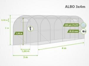 Теплица ALBO, 3x4 м  цена и информация | Теплицы | 220.lv