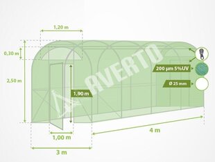 Siltumnīca, 3x4 m, ATLAS cena un informācija | Siltumnīcas | 220.lv