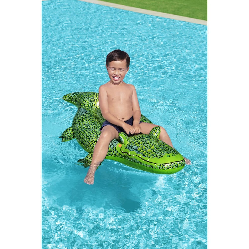 Piepūšamais plosts Bestway Buddy Croc, 152x71 cm, zaļš цена и информация | Piepūšamās rotaļlietas un pludmales preces | 220.lv