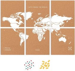 Pasaules karte uz korķa pamatnes - Woody map. Puzzle edition cena un informācija | Woody Rotaļlietas, bērnu preces | 220.lv