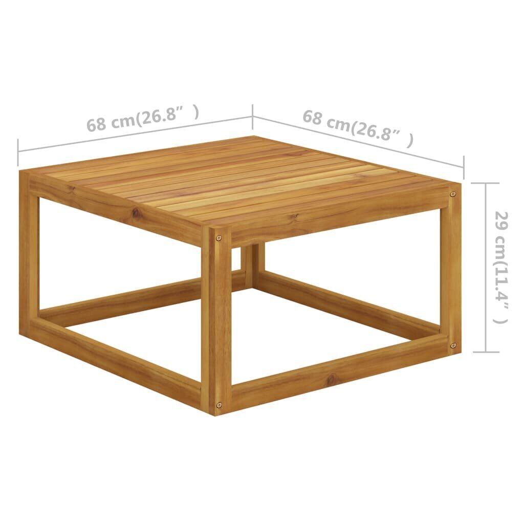 vidaXL kafijas galdiņš, 68x68x29 cm, akācijas masīvkoks cena un informācija | Žurnālgaldiņi | 220.lv