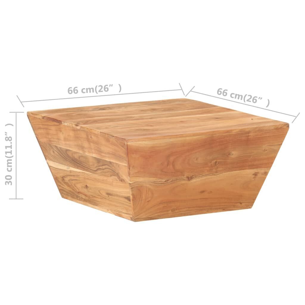 vidaXL kafijas galdiņš, 66x66x30 cm, V forma, akācijas masīvkoks cena un informācija | Žurnālgaldiņi | 220.lv