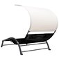 vidaXL divvietīgs sauļošanās zvilnis ar jumtiņu, melns, tekstilēns cena un informācija | Sauļošanās krēsli | 220.lv