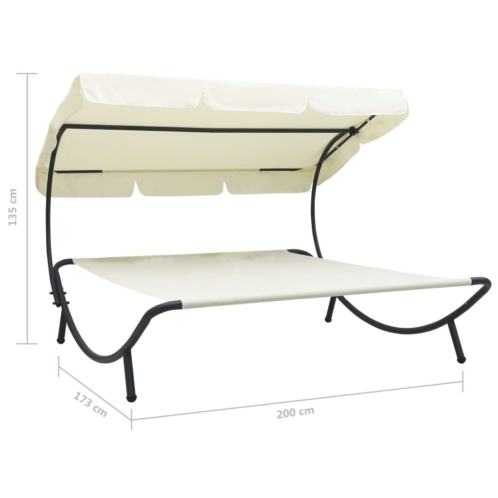 vidaXL āra atpūtas gulta ar jumtu, krēmbalta cena un informācija | Sauļošanās krēsli | 220.lv
