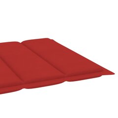vidaXL sauļošanās zvilnis ar sarkanu matraci, masīvs tīkkoks цена и информация | Шезлонги | 220.lv