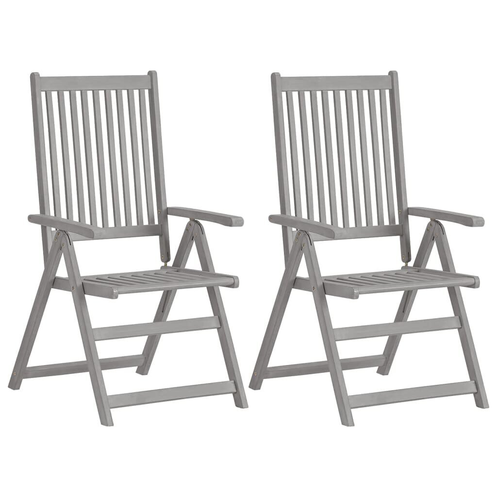 vidaXL atgāžami dārza krēsli ar matračiem, 2 gab., akācijas masīvkoks cena un informācija | Dārza krēsli | 220.lv