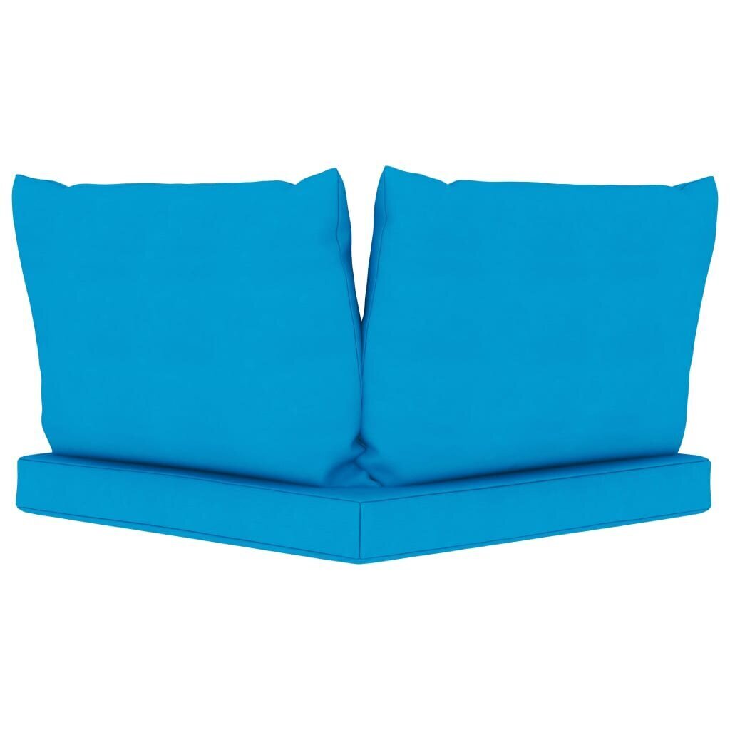 vidaXL 2-vietīgs dārza palešu dīvāns, gaiši zili matrači, priedes koks цена и информация | Dārza krēsli | 220.lv