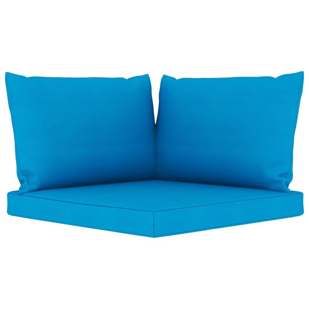 vidaXL 2-vietīgs dārza palešu dīvāns, gaiši zili matrači, priedes koks cena un informācija | Dārza krēsli | 220.lv