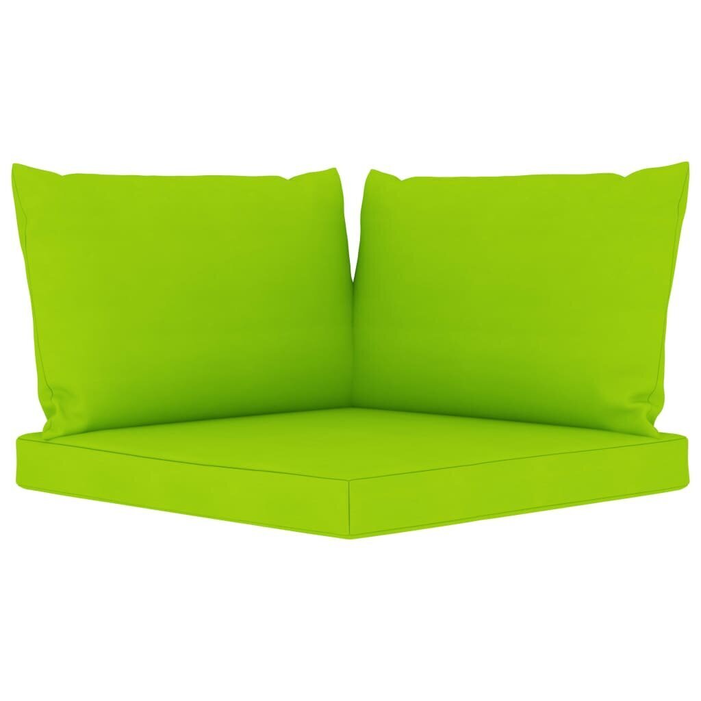 vidaXL 2-vietīgs dārza palešu dīvāns, spilgti zaļi matrači, priede cena un informācija | Dārza krēsli | 220.lv