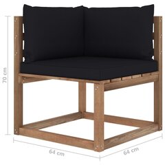 vidaXL dārza palešu stūra dīvāns ar melniem matračiem cena un informācija | Dārza krēsli | 220.lv