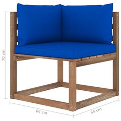 vidaXL dārza palešu stūra dīvāns ar ziliem matračiem cena un informācija | Dārza krēsli | 220.lv