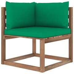 vidaXL dārza palešu stūra dīvāns ar zaļiem matračiem cena un informācija | Dārza krēsli | 220.lv