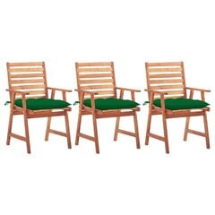 vidaXL dārza krēsli ar matračiem, 3 gab., akācijas masīvkoks cena un informācija | Dārza krēsli | 220.lv