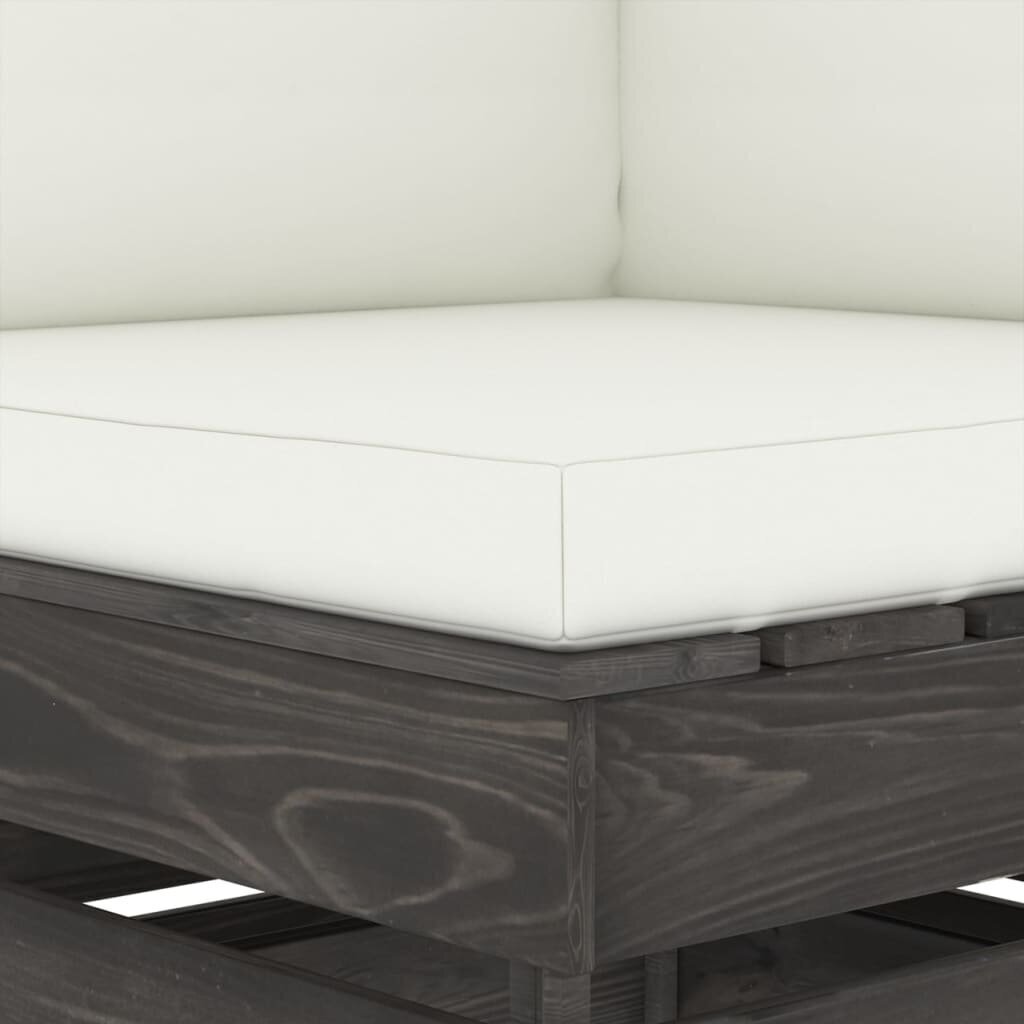 vidaXL moduļu stūra dīvāns ar spilveniem, pelēks, impregnēts koks cena un informācija | Dārza krēsli | 220.lv