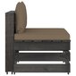 vidaXL vidējais moduļu dīvāns ar spilveniem, pelēks, impregnēts koks cena un informācija | Dārza krēsli | 220.lv
