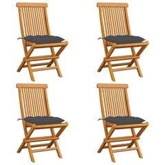 vidaXL dārza krēsli, antracītpelēki matrači, 4 gab., masīvs tīkkoks cena un informācija | Dārza krēsli | 220.lv
