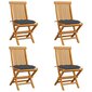 vidaXL dārza krēsli, antracītpelēki matrači, 4 gab., masīvs tīkkoks cena un informācija | Dārza krēsli | 220.lv