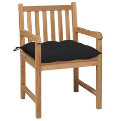 vidaXL dārza krēsli, 2 gab., melni matrači, masīvs tīkkoks cena un informācija | Dārza krēsli | 220.lv