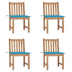 vidaXL dārza krēsli ar matračiem, 4 gab., masīvs tīkkoks цена и информация | Садовые стулья, кресла, пуфы | 220.lv