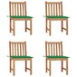 vidaXL dārza krēsli ar matračiem, 4 gab., masīvs tīkkoks цена и информация | Dārza krēsli | 220.lv