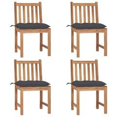 vidaXL dārza krēsli ar matračiem, 4 gab., masīvs tīkkoks цена и информация | Садовые стулья, кресла, пуфы | 220.lv